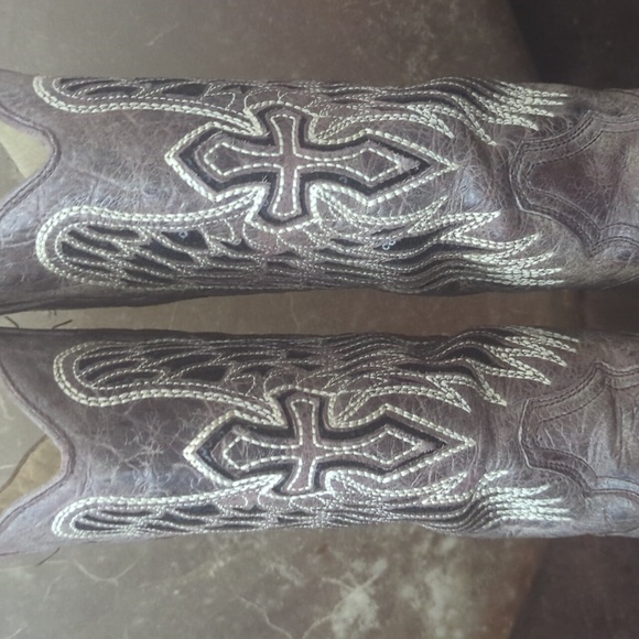 CORRAL A1197 Winged Cross taupe & black sequins cowgirl boots square toe sz10.5 - Picture 12 of 16